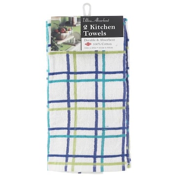 Ritz Kitchen Towels, Ultra Absorbent, Multi Check, Teal
