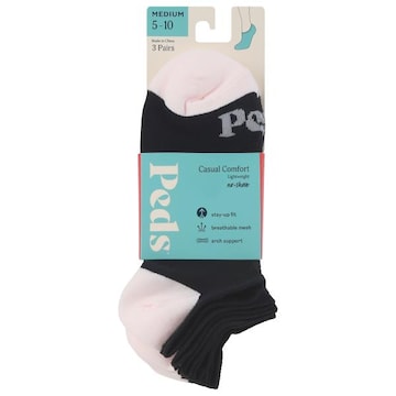 Peds Socks, No-Show, Lightweight, Casual Comfort, Black, Medium 5-10, Ladies