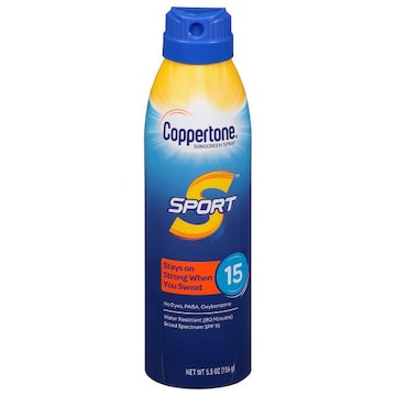 Coppertone Sport Sunscreen Spray, Water Resistant, Broad Spectrum SPF 15