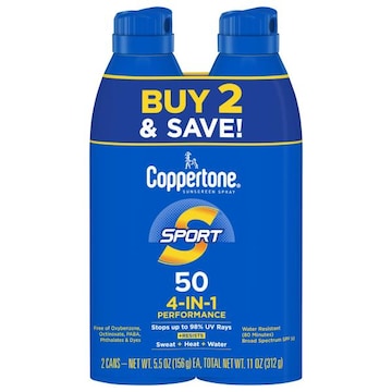 Coppertone Sport 4-in-1 Performance Broad Spectrum SPF 50 Sunscreen Spray