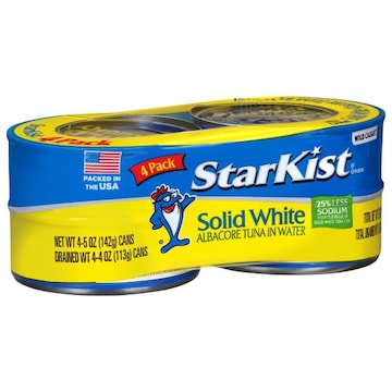 Starkist E.V.O.O. Tuna, 25% Less Sodium, Albacore, Solid White, 4 Pack
