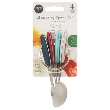 Core Kitchen Measuring Spoon Set, Clip Strip, Stainless Steel Silicone