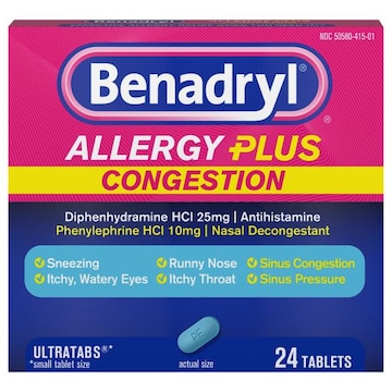 Benadryl Allergy Plus Congestion, Tablets