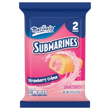 Marinela Submarines Filled Snack Cakes, Strawberry Creme