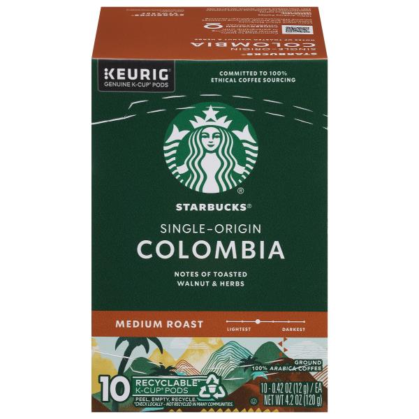 Starbucks Coffee, Ground, Medium Roast, Single-Origin, Colombia, K