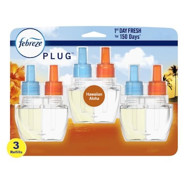 Febreze Odor-Fighting PLUG Air Freshener Refill, Hawaiian Aloha, (3) .87 fl. oz. Oil Refills