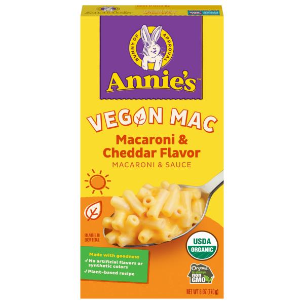 Annie's Vegan Mac Macaroni & Sauce, Organic, Macaroni & Cheddar Flavor