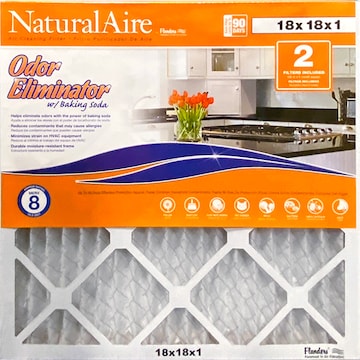 Natural Aire Air Cleaning Filter, Odor Eliminator with Baking Soda, 18 x 18 x1