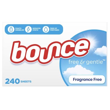 Bounce Free & Gentle Dryer Sheets, Unscented, 240 Count