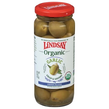 Lindsay Olives, Organic, Green, Garlic