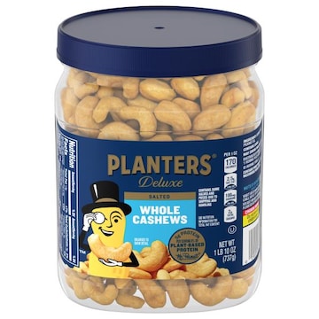 Planters Deluxe Cashews, Whole, Salted