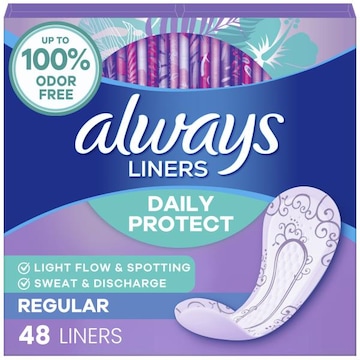 Always Daily Liners Protect, Regular Length, Unscented Panty Liners, 48 Count