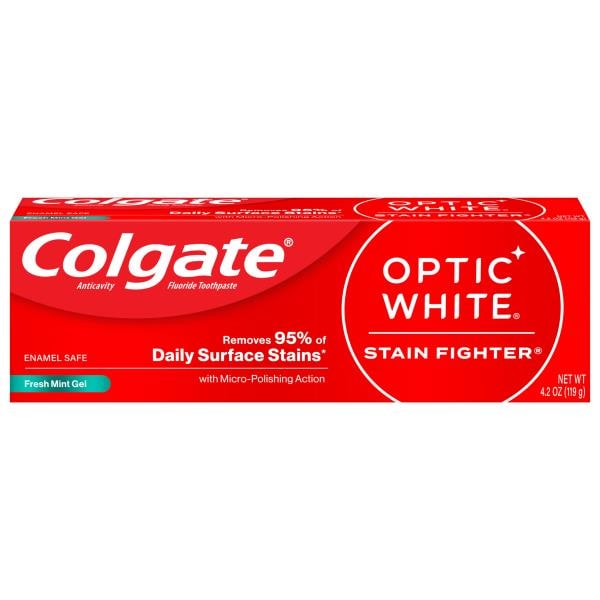 Colgate Optic White Stain Fighter Stain Removal Toothpaste, Fresh Mint ...