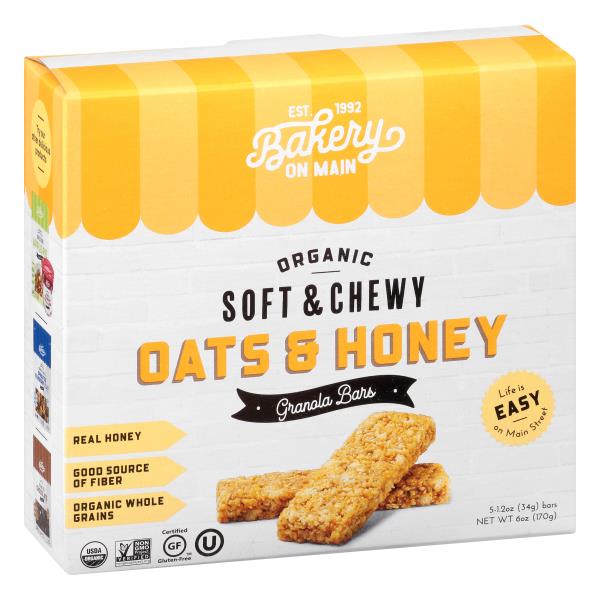 Bakery On Main Granola Bars, Organic, Soft & Chewy, Oats & Honey