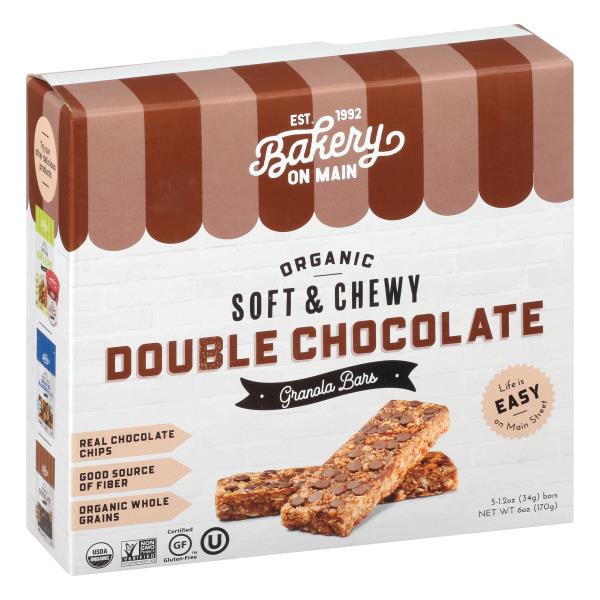 Bakery On Main Granola Bars, Organic, Double Chocolate, Soft & Chewy. 5