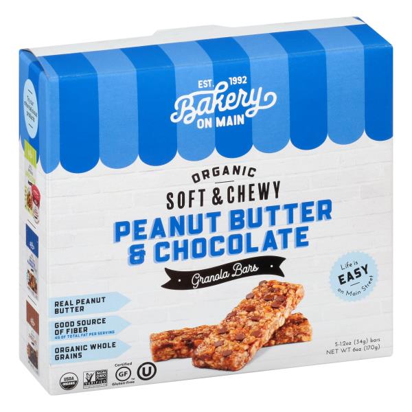 Bakery On Main Granola Bars, Organic, Peanut & Butter Chocolate, Soft