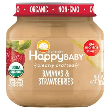 HappyBaby Organics Organic Stage 2 (6+ Months) Bananas & Strawberries
