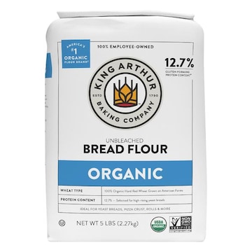 King Arthur Baking Company 100% Organic Unbleached Bread Flour, Non-GMO Project Verified, No Preservatives, 5 Lbs