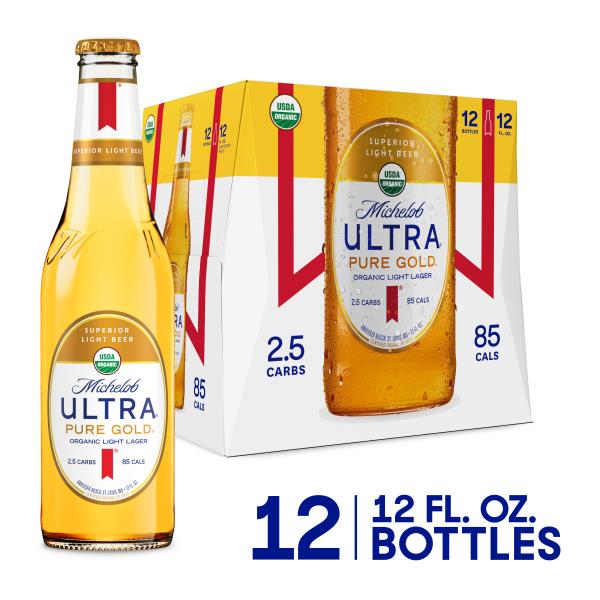 Michelob Ultra Pure Gold American Lager Beer 12 Pack, 12 fl oz
