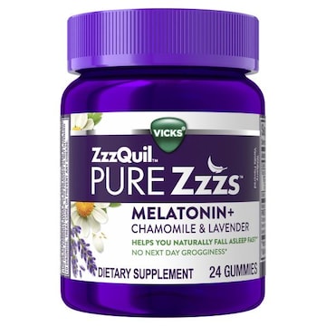 Vicks PURE Zzzs Melatonin Sleep Aid Gummies, 1mg, Dietary Supplement, 24 Ct