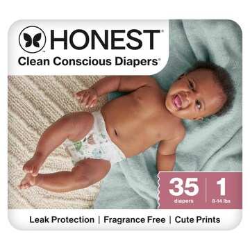 The Honest Company Clean Conscious Diapers® | Up to 100% Leak Protection I Designed to Protect Delicate Skin I Hypoallergenic + Fragrance Free | Turtle Time, Size 1