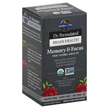 Garden of Life Dr. Formulated Brain Health Memory & Focus, for Young Adults, Tablets