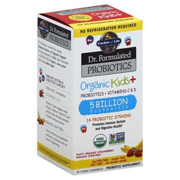 Garden of Life Probiotics +Vitamins C & D, Chewables, Organic Kids +, Strawberry Banana
