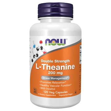 NOW L-Theanine, Double Strength, 200 mg, Veg Capsules