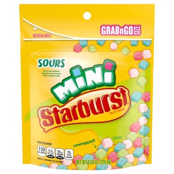 Starburst Fruit Chews, Sours, Mini, GrabnGo Size