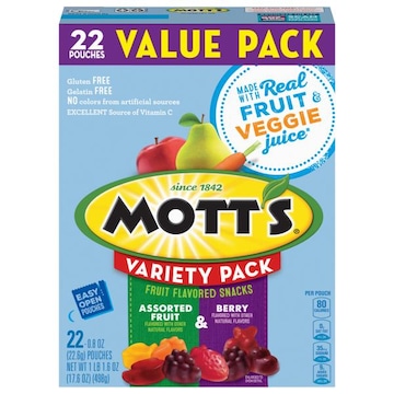 Mott's Assorted Fruit/Berry Fruit Flavored Snacks Variety Pack Value Pack
