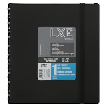 Top Flight LXE Notebook, Premium, 1 Subject, College Ruled, 100 Sheets