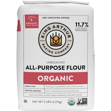 King Arthur Baking Company 100% Organic All-Purpose Flour Unbleached, Non-GMO Project Verified, No Preservatives, 5 Lbs