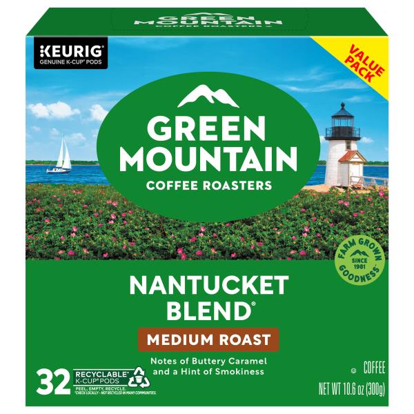 Green Mountain Coffee Roasters K-Cup Pods Medium Roast Nantucket
