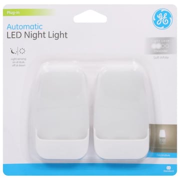 Ge Night Light, LED, Automatic, Soft White, 0.5 Watts