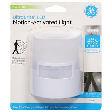 GE UltraBrite Light, Motion-Activated, LED, White, Plug-In