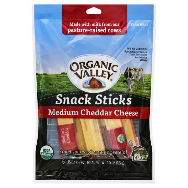 Organic Valley Cheese, Medium Cheddar, Snack Sticks | Publix Super