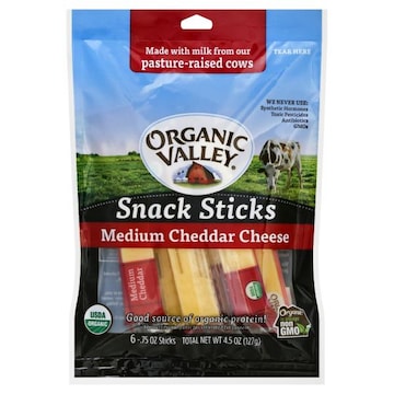 Organic Valley Cheese, Medium Cheddar, Snack Sticks