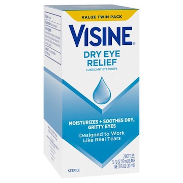 Visine Dry Eye Relief, Lubricant Eye Drops, Twin Pack