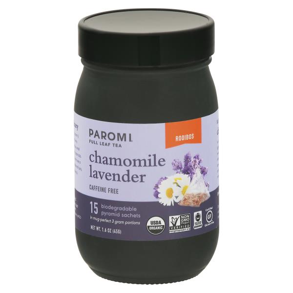 Paromi Rooibos Tea, Chamomile Lavender, Caffeine Free, Biodegradable Pyramid Sachets Publix