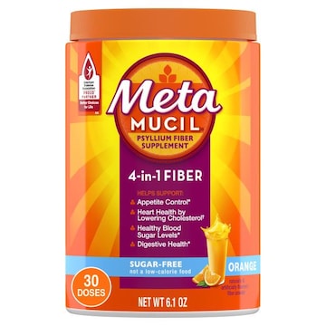 Metamucil Smooth 4 in 1 Fiber Supplement Powder, Sugar-Free, Orange, 30 tsp