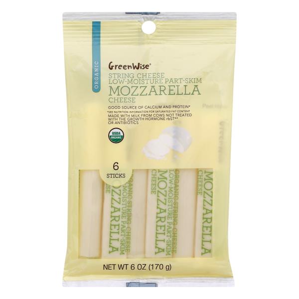 GreenWise Organic Low Moisture PartSkim Mozzarella, String Cheese