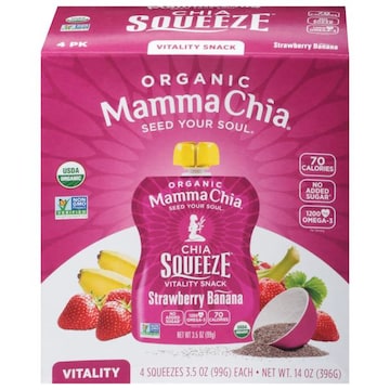 Mamma Chia Chia Squeeze Vitality Snack, Strawberry Banana, Organic