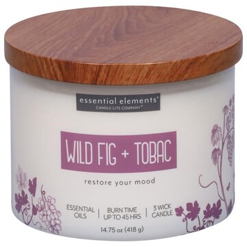 Essential Elements Candle, Wild Fig + Tobac, 3 Wick