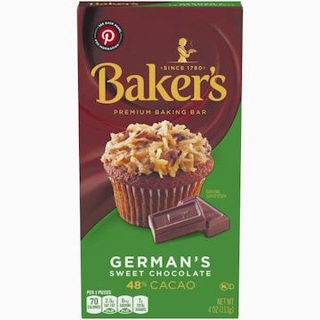 Baker's German's Sweet Chocolate Premium Baking Bar with 48% Cacao