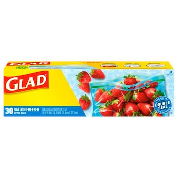 Glad Zipper Bags, Freezer, Gallon
