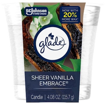 Glade Single Wick Candle, Sheer Vanilla Embrace 4.08 oz, 1 Count