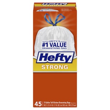 Hefty Tall Kitchen Bags, Drawstrings, Strong, 13 Gallon