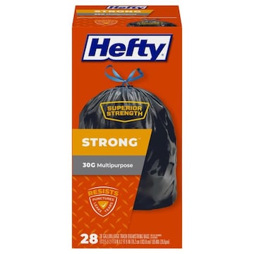 Hefty Strong Trash Bags, Multipurpose, Drawstring, Large, 30 Gallon