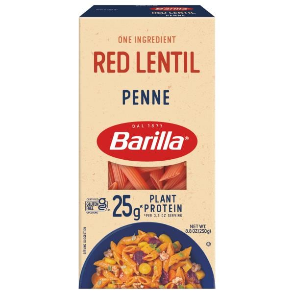 Barilla Red Lentil Penne Pasta - Vegan, Gluten Free, Non GMO & Kosher ...