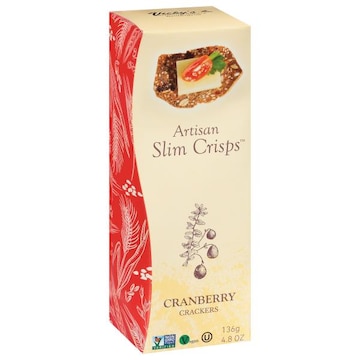 Vickys Artisan Slim Crisps Crackers, Cranberry
